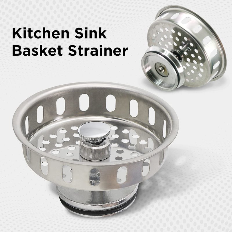 Highcraft 97343 Kitchen Sink Basket Strainer Replacement for Standard Drains (3-1/4 Inch) Stainless Spring Steel Closure and Rubber Stopper, Stainless Steel - Image 2
